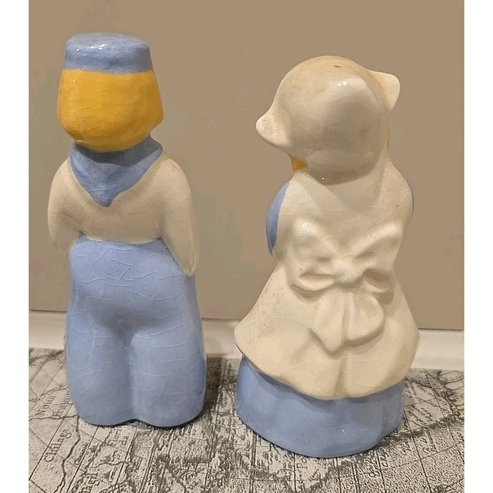 VTG 1940's MCM Ceramic Arts Studio Dutch Boy Girl Salt Pepper Shaker Cottagecore